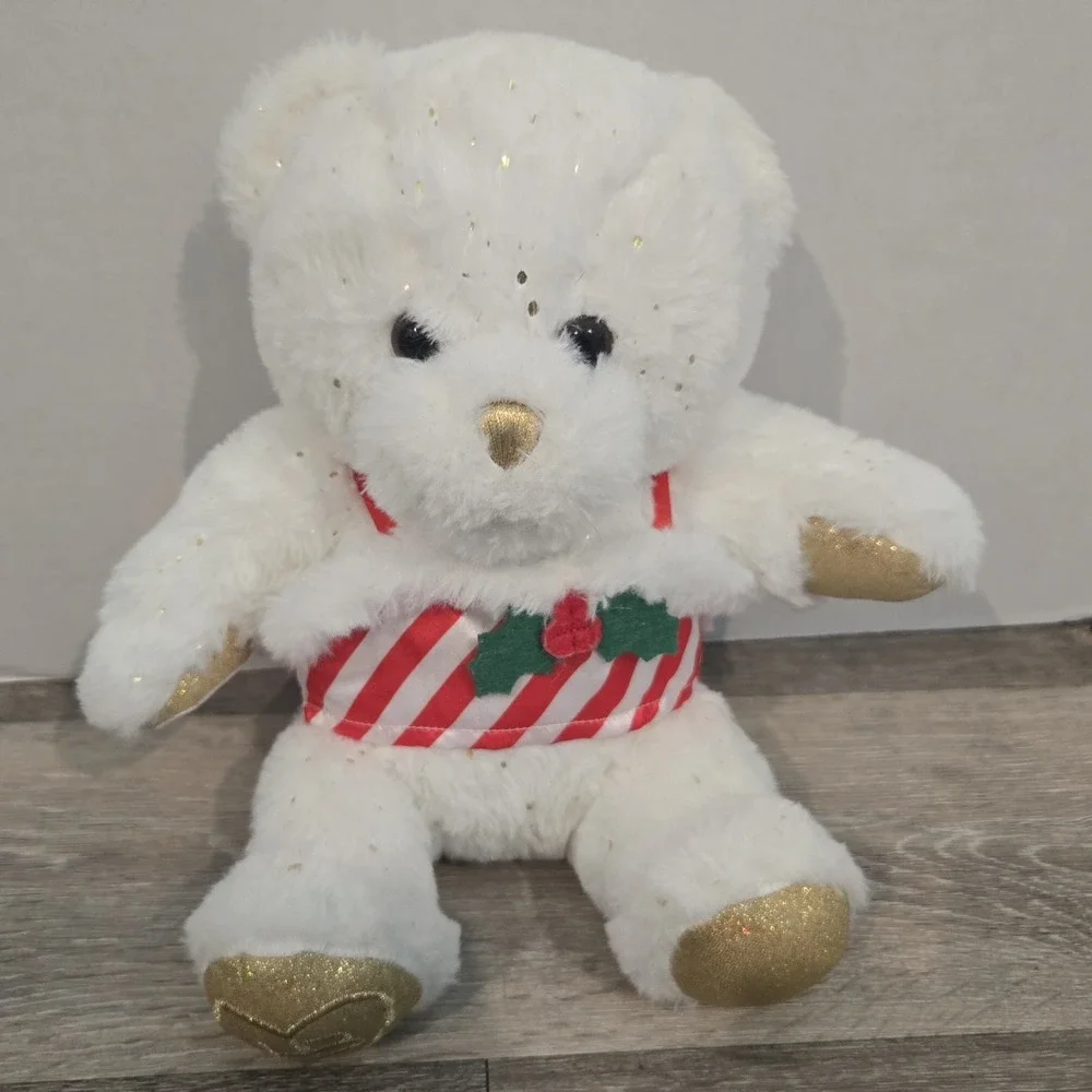 Build a Bear Heart Box‎ White and Gold Bear Plush Baby Toy 2022